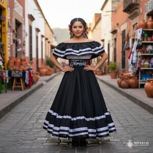 Traditional Mexican Floral Dress Set – Handmade Two-Piece made to order
